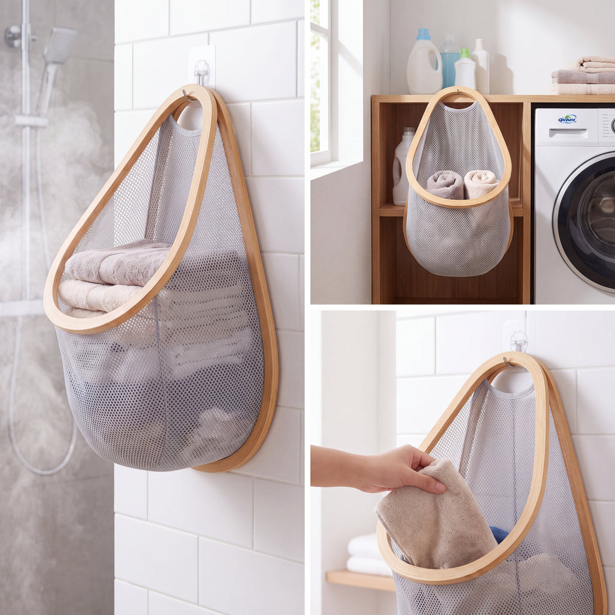 𝒒𝒊𝒗𝒛𝒖𝒏𝒓™ Wall-Hanging Mesh Laundry Hamper — product image 2
