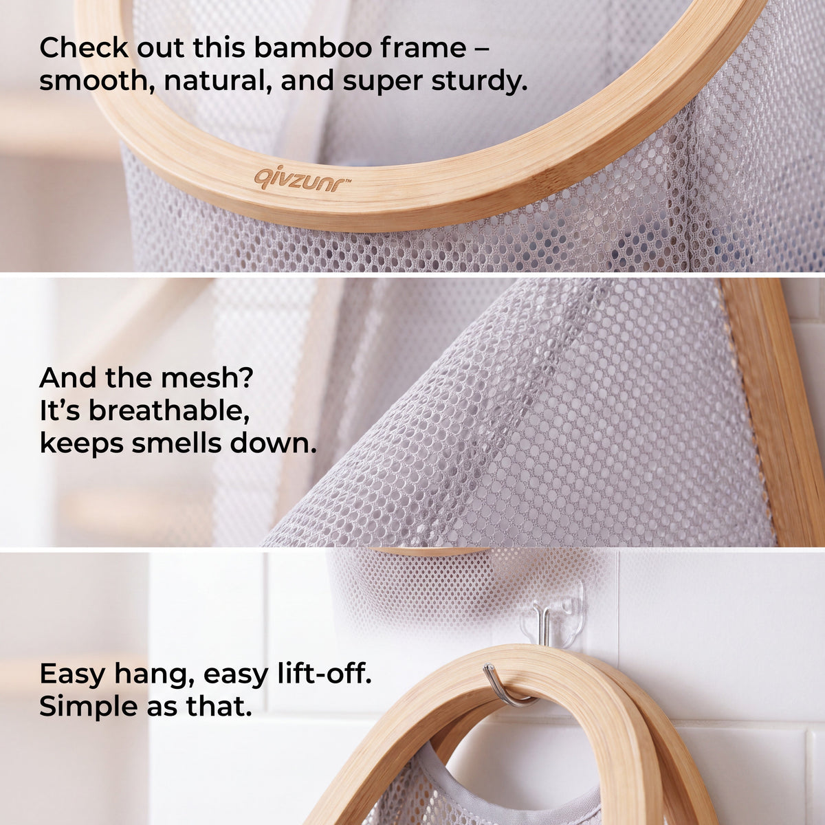 𝒒𝒊𝒗𝒛𝒖𝒏𝒓™ Wall-Hanging Mesh Laundry Hamper — product image 4