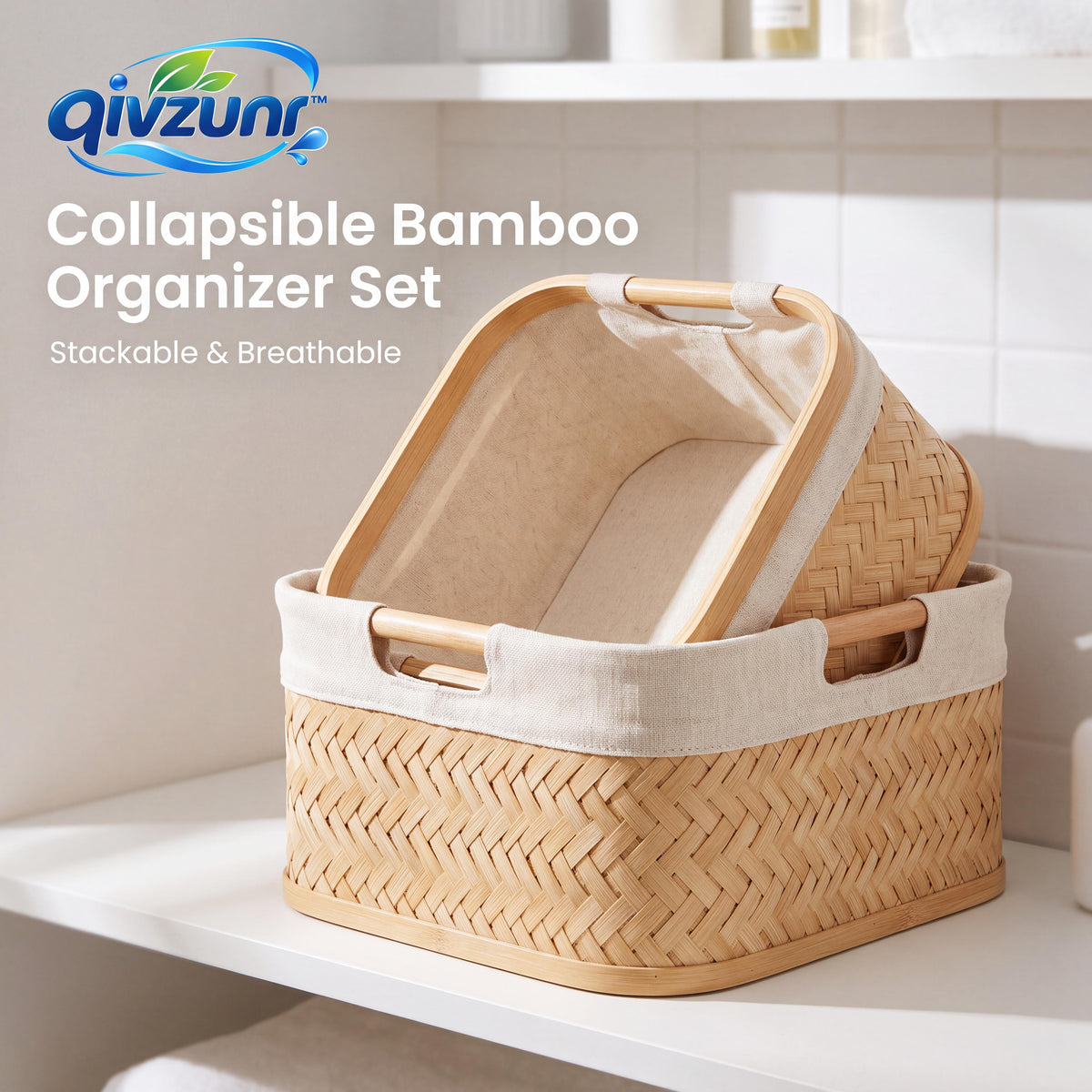 𝒒𝒊𝒗𝒛𝒖𝒏𝒓™ Bamboo Organizer Basket Set
