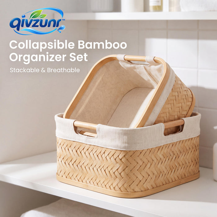 𝒒𝒊𝒗𝒛𝒖𝒏𝒓™ Bamboo Organizer Basket Set