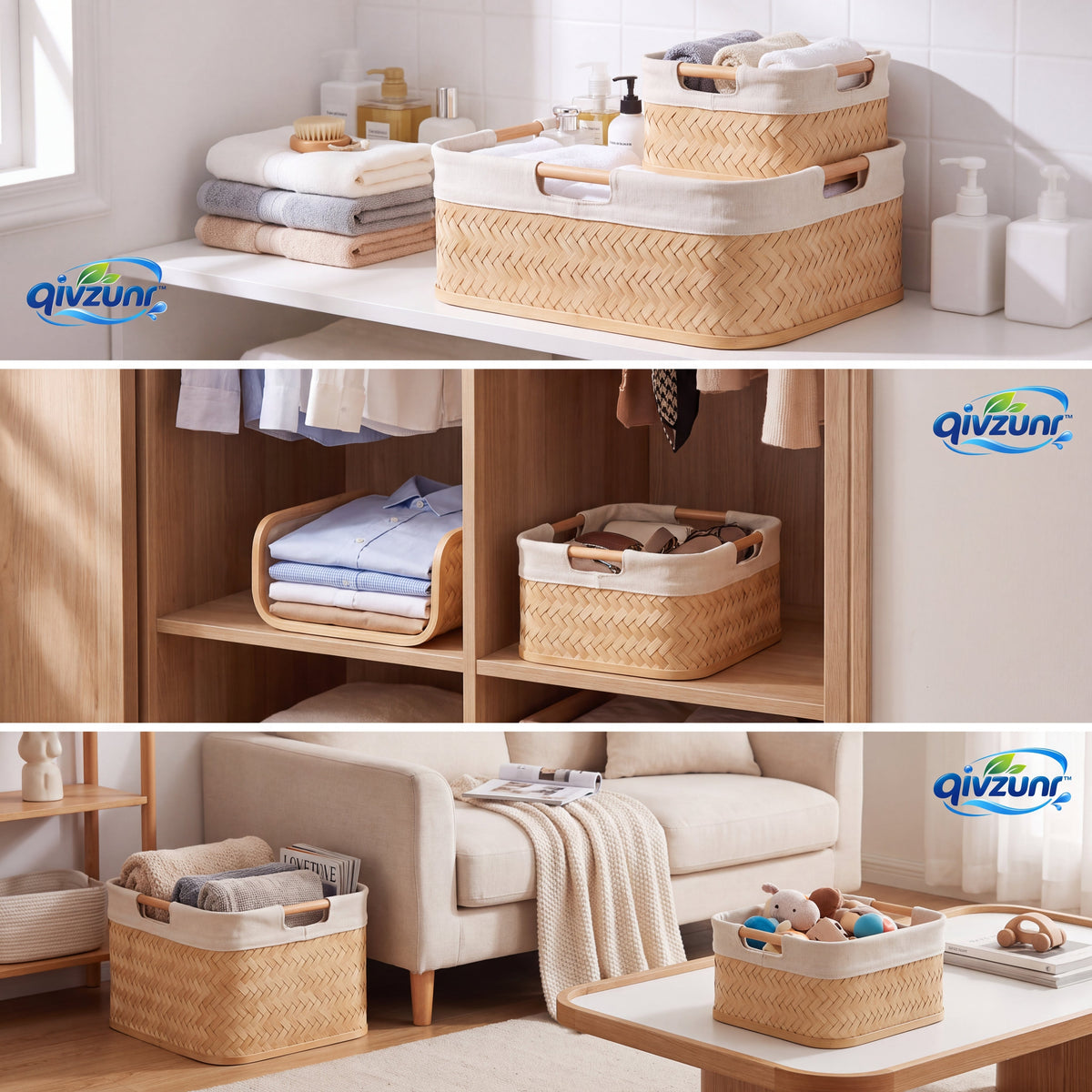 𝒒𝒊𝒗𝒛𝒖𝒏𝒓™ Bamboo Organizer Basket Set — product image 2