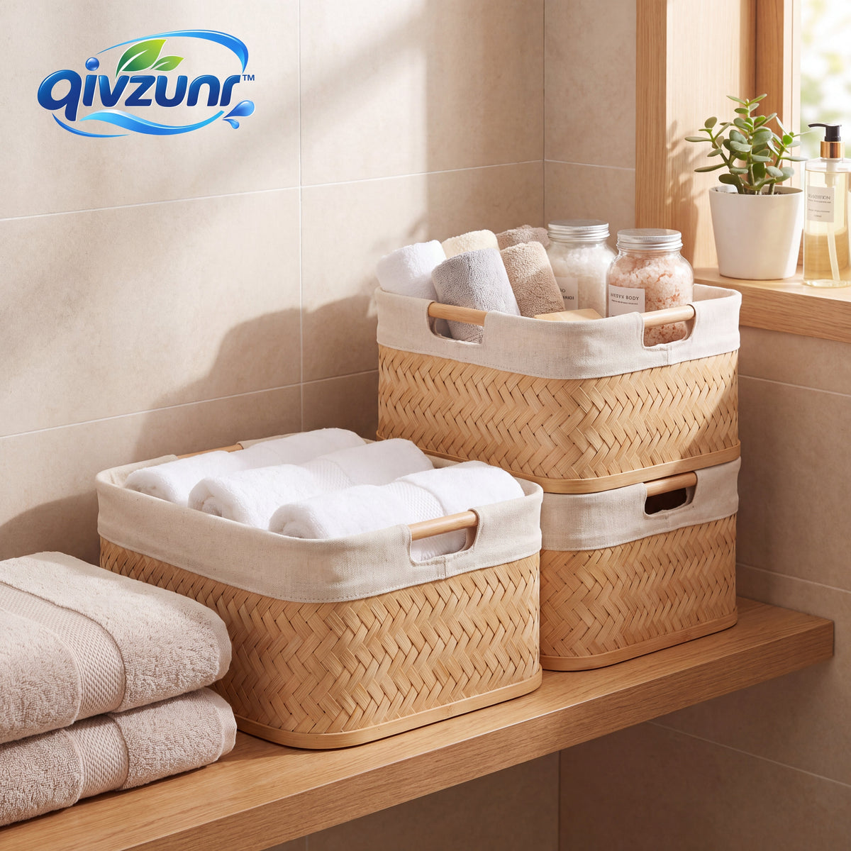 𝒒𝒊𝒗𝒛𝒖𝒏𝒓™ Bamboo Organizer Basket Set — product image 3