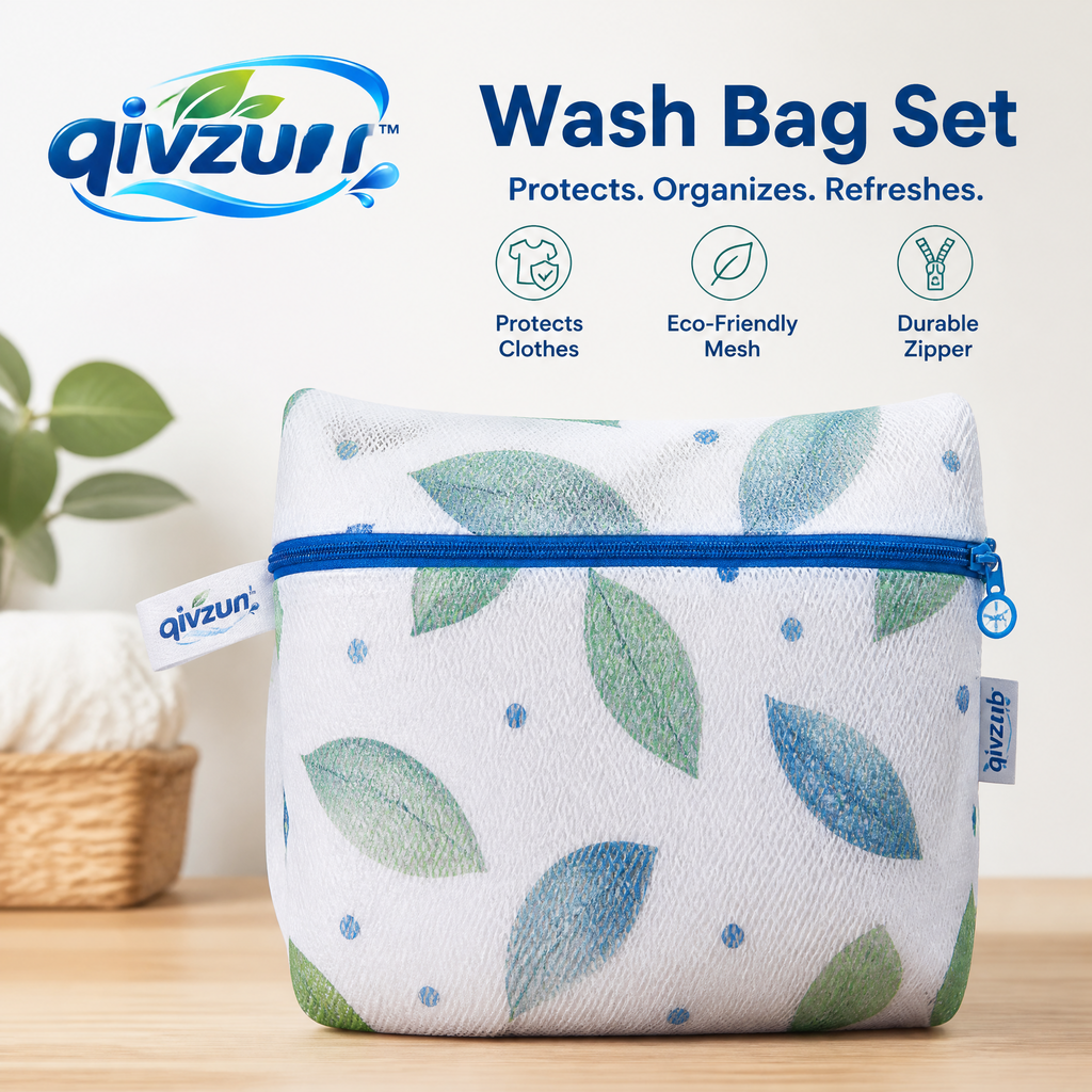 𝒒𝒊𝒗𝒛𝒖𝒏𝒓™ Leaf-Print Mesh Laundry Bag Set — product image 1