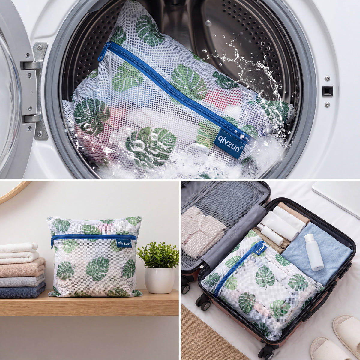 𝒒𝒊𝒗𝒛𝒖𝒏𝒓™ Leaf-Print Mesh Laundry Bag Set — product image 2