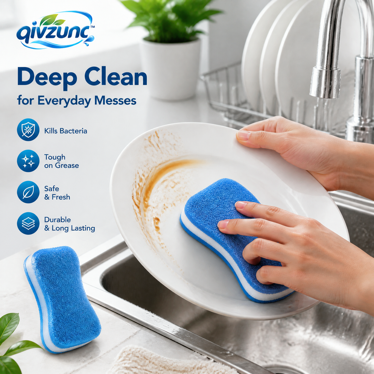 𝒒𝒊𝒗𝒛𝒖𝒏𝒓™ Dual-Layer Kitchen Scrub Sponge — product image 2