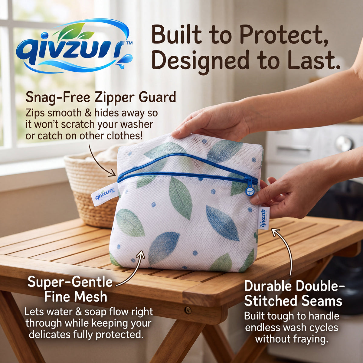 𝒒𝒊𝒗𝒛𝒖𝒏𝒓™ Leaf-Print Mesh Laundry Bag Set — product image 4