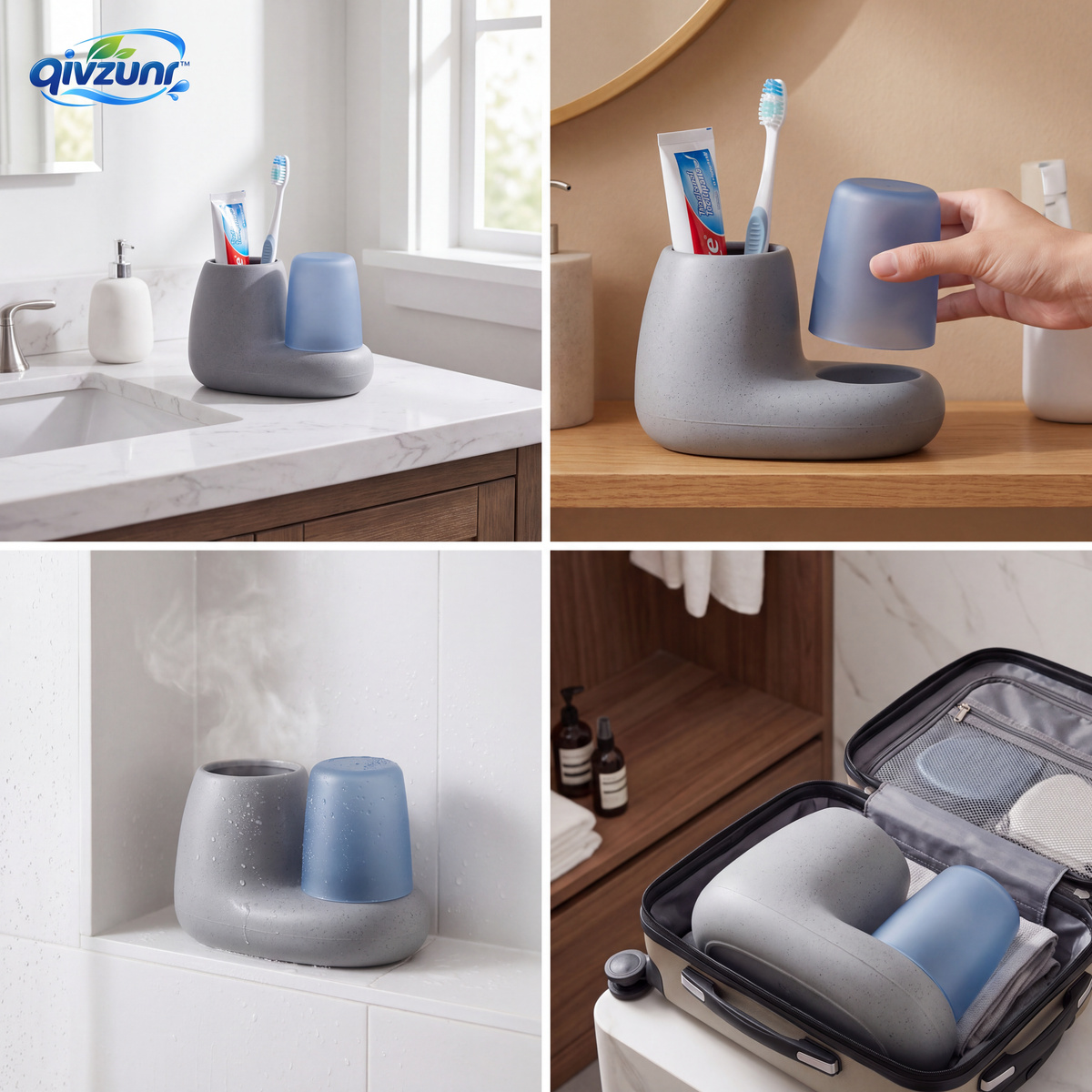 𝒒𝒊𝒗𝒛𝒖𝒏𝒓™ Pebble Toothbrush Holder Set — product image 1