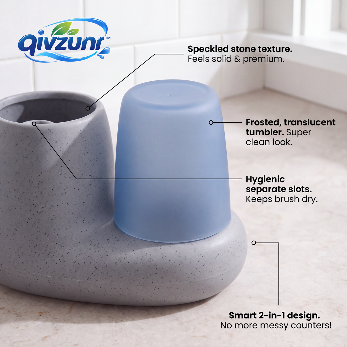 𝒒𝒊𝒗𝒛𝒖𝒏𝒓™ Pebble Toothbrush Holder Set — product image 2
