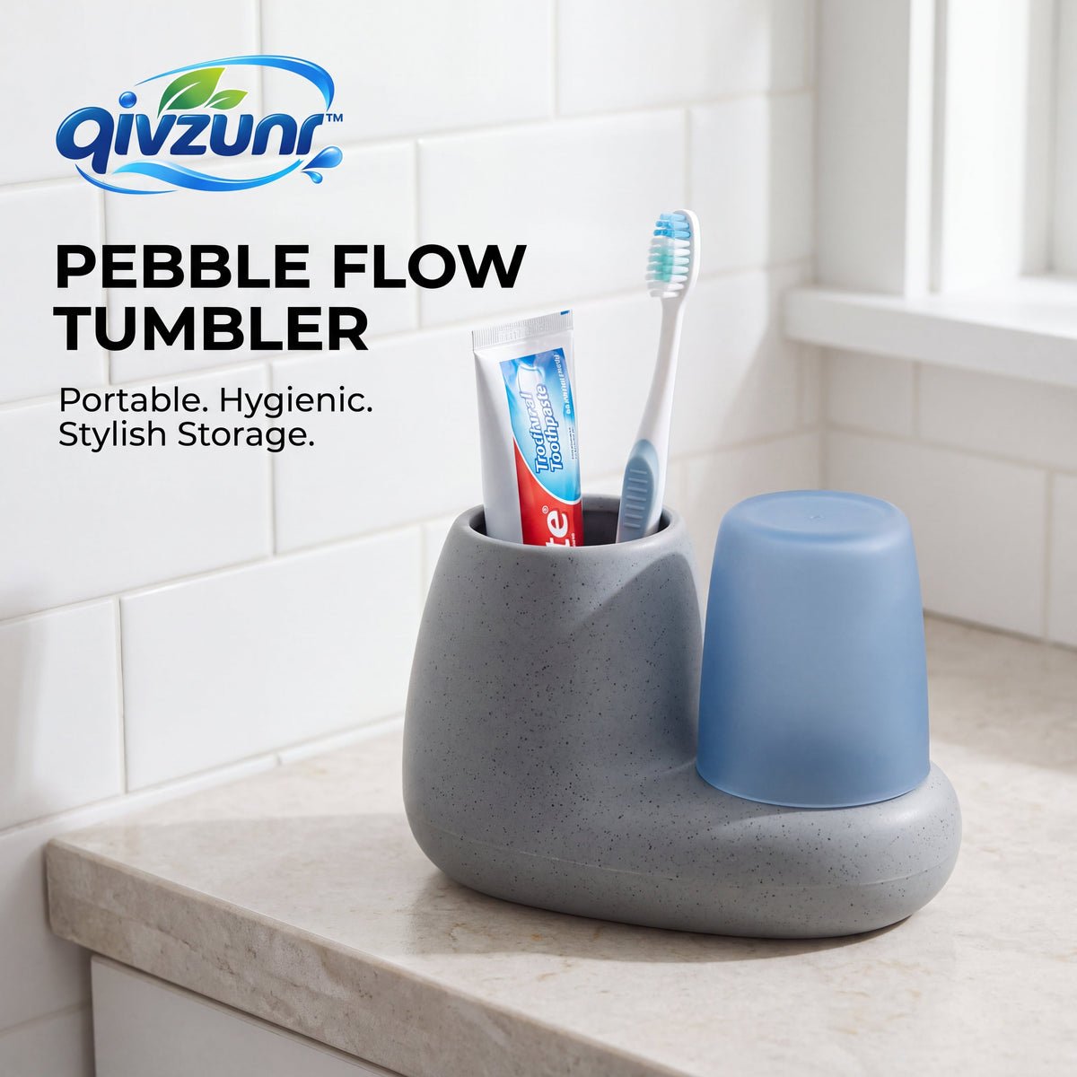 𝒒𝒊𝒗𝒛𝒖𝒏𝒓™ Pebble Toothbrush Holder Set — product image 4